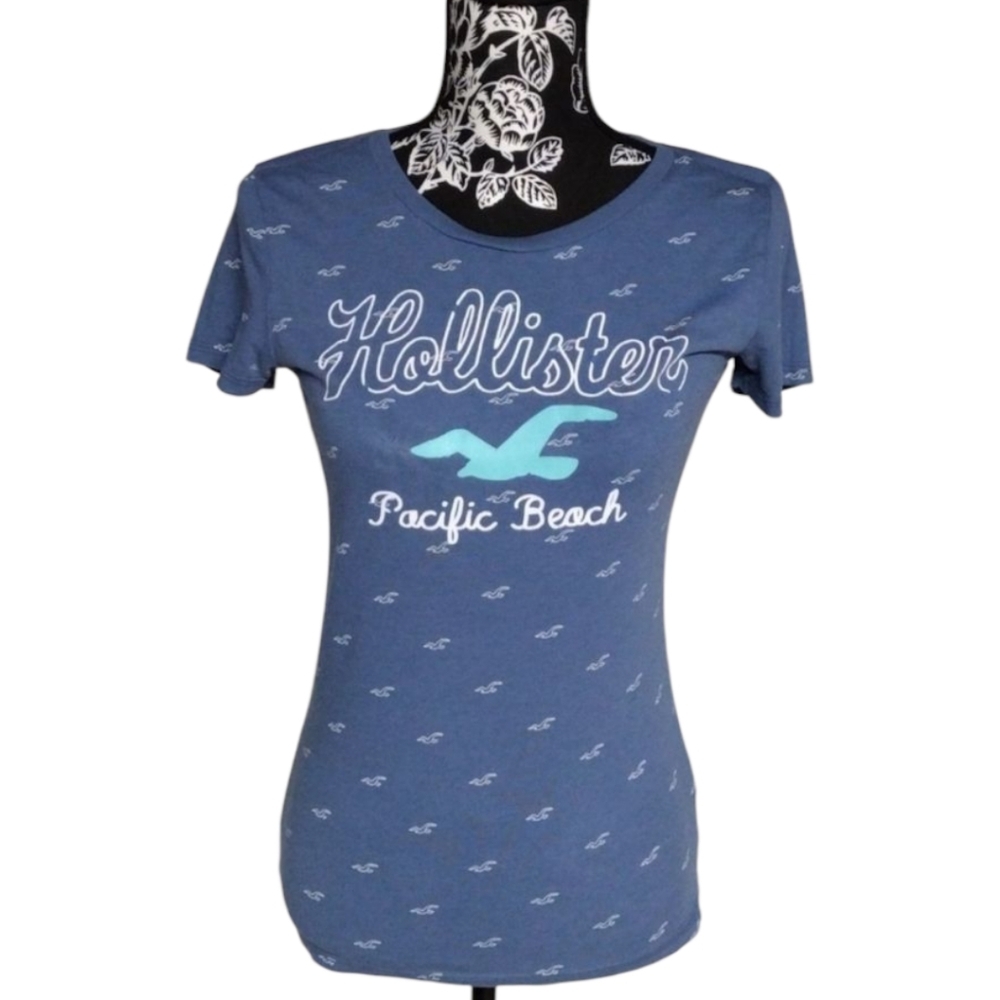 Vintage Hollister Pacific Beach Blue Bird Print Tee - Y2K Style